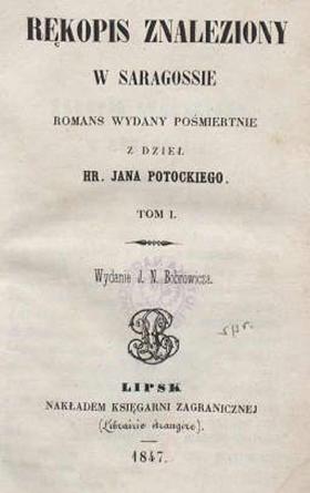 Strona tytułowa pierwszego polskiego wydania „Rękopisu znalezionego w Saragossie”