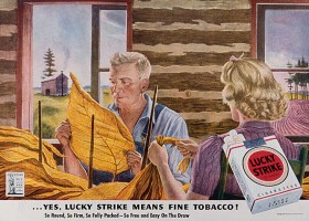 Amerykańska reklama papierosów z 1943 r. Kolumb dał Ameryce alkohol, ona 'zrewanżowała się' tytoniem