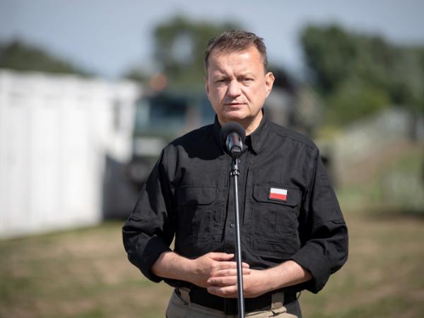 Minister obrony narodowej Mariusz Błaszczak w Olecku, 29 sierpnia 2023 r.