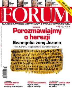 Artykuł pochodzi z 40 numeru tygodnika FORUM, w kioskach od 1 października 2012 r.