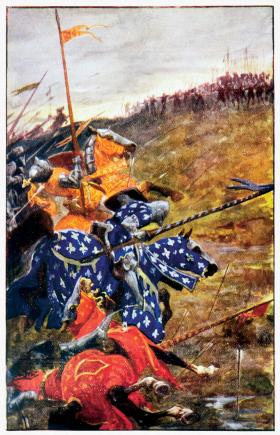 Henryk V, wykorzystując znakomicie teren, ustawił swoich łuczników na skrzydłach, na granicach obu lasów górujących nieco nad polem bitwy.