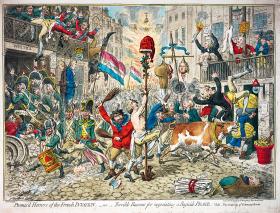 Rewolucja Francuska wg. Anglików - rysunek satyryczny z epoki.