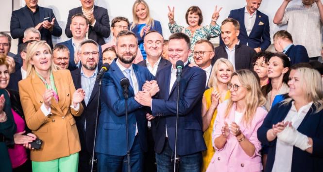 Szymona Hołownia i Władysław Kosiniak-Kamysz ogłaszają wspólny start w wyborach. 5 sierpnia 2023 r.