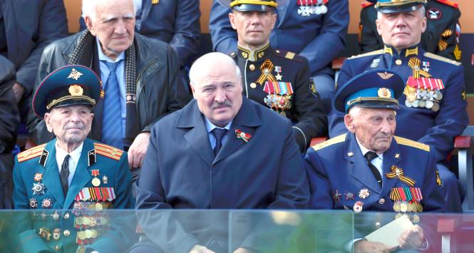 Aleksandr Łukaszenka, rocznica zakończenia II wojny światowej, Moskwa, 9 maja 2023 r.