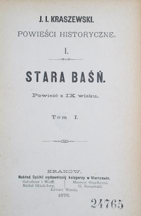 Karta tytułowa pierwszego wydania „Starej baśni” (1876 r.)