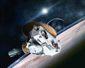 Model sondy. Zespół miniaturowych kamer i przyrządów służy pomiarom Plutona i Charona.