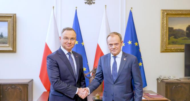 Prezydent Andrzej Duda i premier Donald Tusk. 11 grudnia 2023 r.