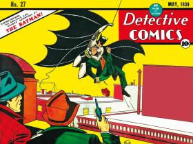 Fragment okładki komiksu detektywistycznego z udziałem Batmana, 1939 r.