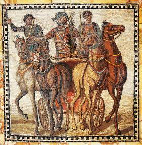 Zwycięski woźnica w swoim zaprzęgu - mozaika z III w.