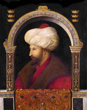Mehmed Zdobywca na portrecie z epoki. Malował wenecki artysta Gentile Bellini.