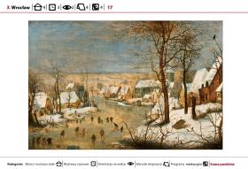 Pieter Breughel Mł., „Pejzaż zimowy z łyżwiarzami i klatką na ptaki”, koniec XVI w.