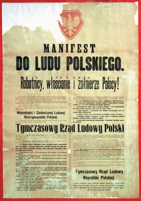Manifest z 1918 r. wydany przez Tymczasowy Rząd Ludowy Republiki Polskiej, na czele którego stał Ignacy Daszyński.