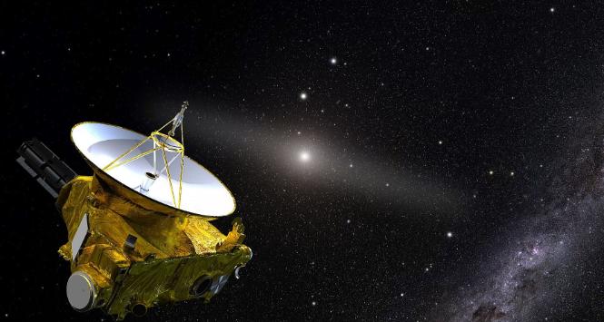Artystyczna wizja sondy New Horizons gdzieś daleko w Układzie Słonecznym.