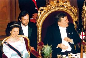 Prezydent Lech Wałęsa z księżną Anną, Londyn, 1991 r.