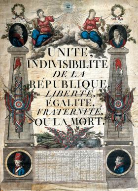 „Jedność, niepodzielność Republiki, wolność, równość, braterstwo albo śmierć” – kalendarz z czasów rewolucji francuskiej.
