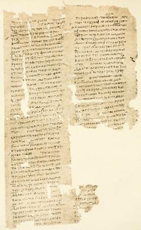 Strona rękopisu „Wojny peloponeskiej” Tukidydesa z I wieku naszej ery