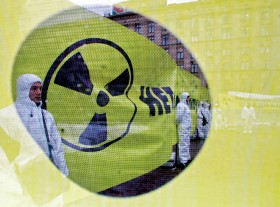 Ekolodzy też protestują. Moskiewska demonstracja przeciw składowaniu w Rosji odpadów radioaktywnych z Czarnobyla.