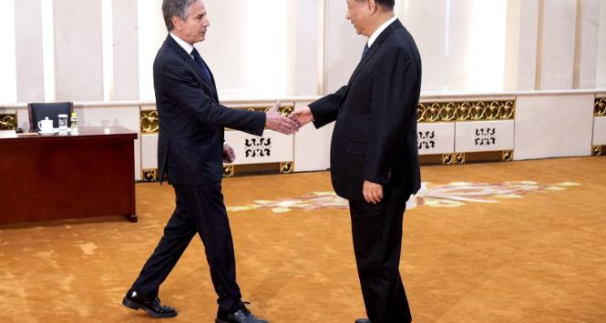 Antony Blinken i prezydent Chin XI Jinping, 26 kwietnia 2024 r.