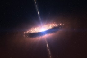 Konstelacja Centaur. 10 tys. lat świetlnych od nas. Powstawanie gigantycznej gwiazdy (dwadzieścia Słońc) IRAS 13481-6124. Gwiazdy małe, jak nasza, i olbrzymie, jak IRAS, powstają w podobny sposób - z protogwiezdnego dysku pyłu i gazu