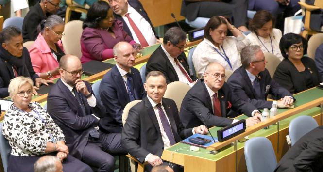 Andrzej Duda w ONZ, obok minister spraw zagranicznych Zbigniew Rau
