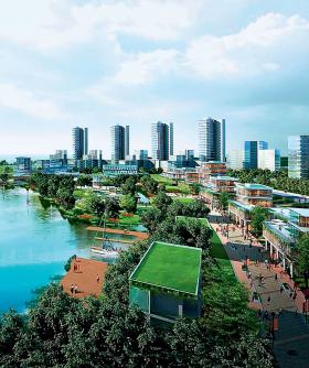 Spektakularnym przykładem utopii Miasta Zielonego jest ekomiasto Tianjin w Chinach. Docelowo, do 2020 r., ma w nim zamieszkać 350 tys. ludzi.