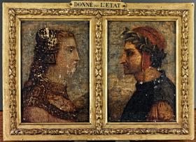 Dante przez całe życie kochał jedną kobietę – Beatrycze. Tu sportretowani przez nieznanego XIX-wiecznego twórcę.