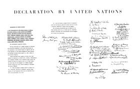 Deklaracja Narodów Zjednoczonych podpisana przez przedstawicieli 26 państw 1 stycznia 1942 r., zalążek przyszłego ONZ