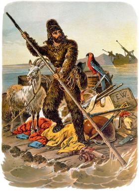 Ilustracje książkowe z XIX w.: „Przypadki Robinsona Crusoe” Daniela Defoe