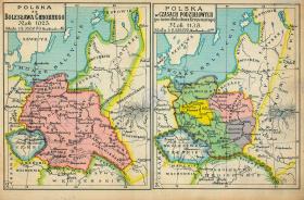 Strony z „Atlasu historycznego Polski” Józefa Michała Bazewicza z 1916 r.