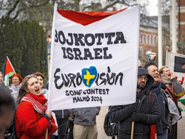 Protest przeciwko udziałowi Izraela w Eurowizji.
