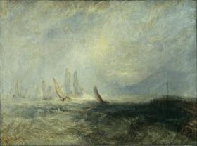 „Łodzie rybackie sprowadzają uszkodzony okręt do portu Ruysdael”, 1844 r.