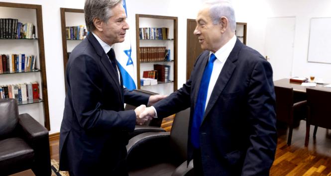 Spotkanie Antony’ego Blinkena z Beniaminem Netanjahu w Tel Awiwie, 9 stycznia 2024 r.