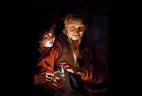 Stara kobieta z chłopcem i świecą obraz Petera Paula Rubensa z 1616–17 r.