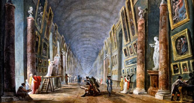 Galeria Luwru, obraz francuskiego malarza Huberta Roberta, początek XIX w.
