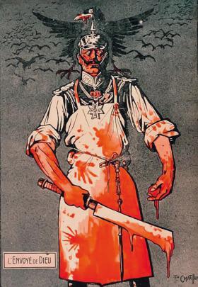 „Wysłannik Boga”, francuska karykatura Wilhelma II z lat wojny.