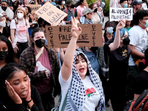 Propalestyński protest na Emory University w Atlancie, 26 kwietnia 2024 r.