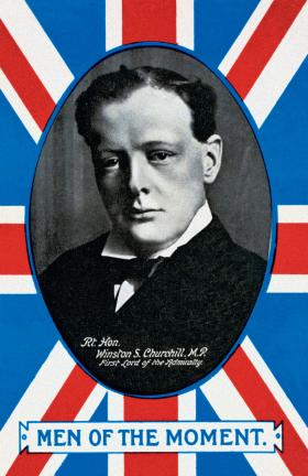 Człowiek na ten czas – karta pocztowa wydana z okazji objęcia przez Churchilla funkcji Pierwszego Lorda Admiralicji, 1911 r.