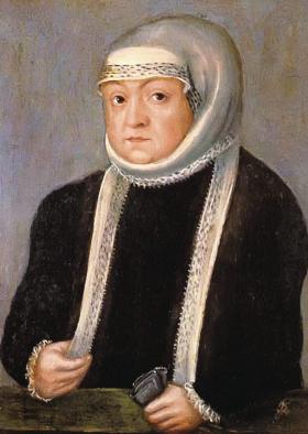 Portret królowj Bony pędzla Lucasa Cranacha Młodszego.