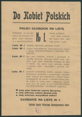 Styczeń 1919. Ulotki wyborcze