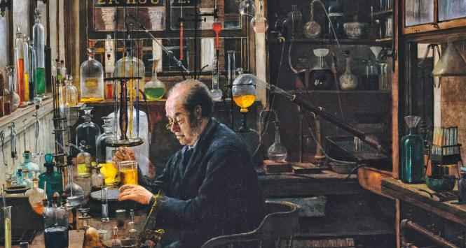 W laboratorium; obraz Henry’ego Alexandra z ok. 1885 r.