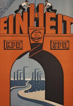 „Jedność” - propagandowy plakat zjednoczeniowy KPD i SPD, 1946 r.