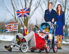 Niemiecki wielbiciel brytyjskiej rodziny królewskiej zaprojektował rower z wózkiem dla pierwszego dziecka Williama i Kate.