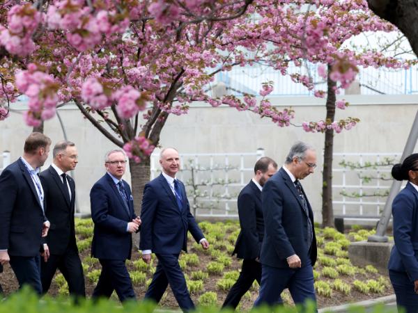 Andrzej Duda i polska delegacja w Nowym Jorku, 17 kwietnia 2024 r.