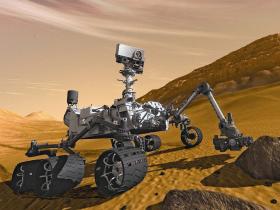 Marsjański łazik Curiosity (Ciekawość). Będzie pracował na Marsie przez 98 tygodni i popkona dystans conajmniej 20 km.