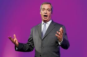 Zwolennik wyjścia z Unii Nigel Farage, lider UKIP (Partia Niepodległości Zjednoczonego Królestwa).