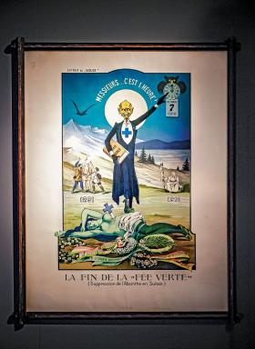 „Koniec Zielonej Wróżki” takimi plakatami w 1910 r. uczciła wprowadzenie zakazu produkcji piołunowego trunku szwajcarska
liga antyalkoholowa (La Maison de l’Absinthe w Môtiers).