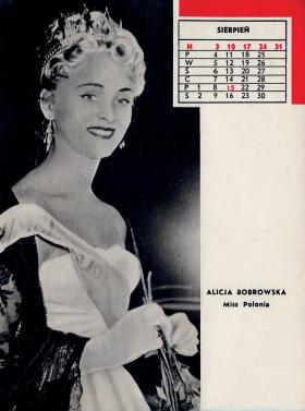 Kartka z kalendarza „Panoramy” wydanego z okazji konkursu Miss Polonia w 1958 r.