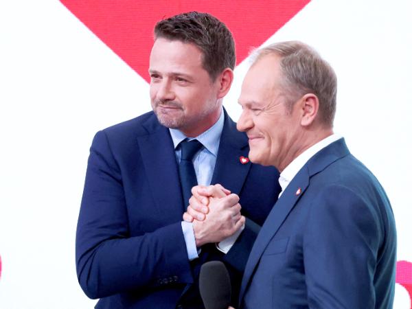 Rafał Trzaskowski i Donald Tusk, 7 kwietnia 2024 r.