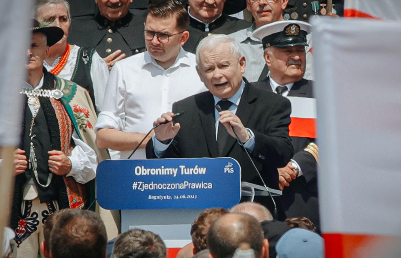 Wiec Zjednoczonej Prawicy z udziałem Prezesa PiS Jarosława Kaczyńskiego w Bogatyni, 24 czerwca 2023 r.