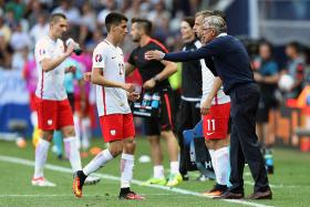 Polska reprezentacja w czasie meczu z Irlandią Północną, 12.06.2016 r.